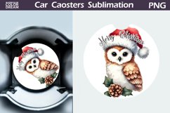 Merry Christmas Car Coaster | Retro Christmas Owl Coaster Product Image 1