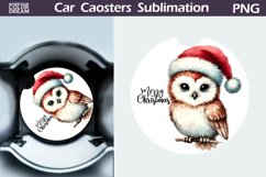 Merry Christmas Car Coaster | Retro Christmas Owl Coaster Product Image 1