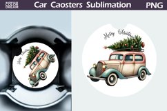 Merry Christmas Car Coaster | Christmas Retro Car Coaster Product Image 1