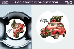Merry Christmas Car Coaster | Christmas Retro Car Coaster Product Image 1
