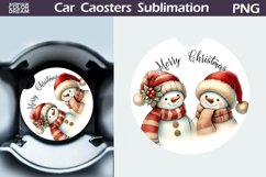 Merry Christmas Car Coaster | Retro Snowman Friends Coaster Product Image 1
