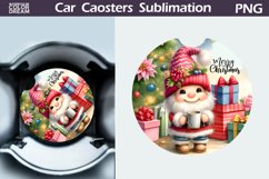 Christmas Gnome Car Coaster | Christmas Round Coaster Product Image 1