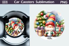 Christmas Gnome Car Coaster | Christmas Round Coaster Product Image 1