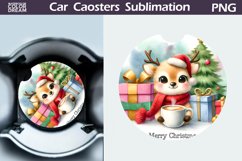 Christmas Reindeer Car Coaster | Christmas Round Coaster Product Image 1