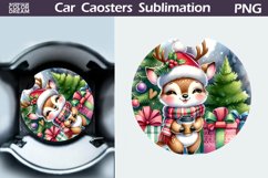 Christmas Reindeer Car Coaster | Christmas Round Coaster Product Image 1
