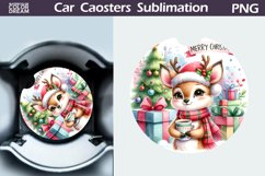 Christmas Reindeer Car Coaster | Christmas Round Coaster Product Image 1