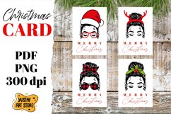 Merry Christmas card template. Christmas Messy bun Product Image 1