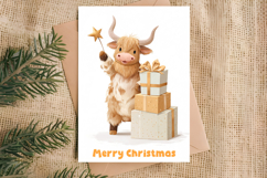 Merry Christmas card printable, funny farm highland cow Product Image 4