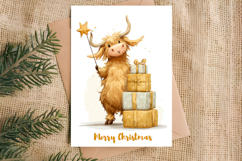 Merry Christmas card printable, funny farm highland cow Product Image 5