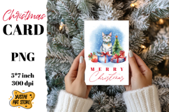 Christmas card. Christmas cat card printable Product Image 1
