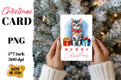 Cute Christmas cat card printable Product Image 1