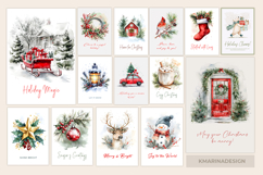 Christmas card, Watercolor greeting Card, Gift Tag Bundle Product Image 2