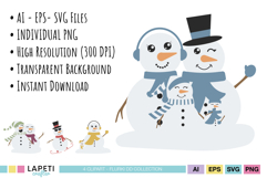 Christmas card topper graphics featuring adorable snowman illustrations