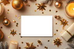 Christmas Greeting Card Mockup with Festive Decor Product Image 1