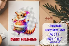 Christmas card printable / funny armadillo PNG / cute animal Product Image 1