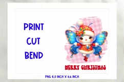 Merry Christmas card printable PNG / dancing funny butterfly Product Image 2