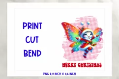 Merry Christmas card printable PNG / dancing funny butterfly Product Image 2