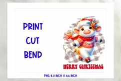 Merry Christmas card printable, cute cow, funny farm animals Product Image 2