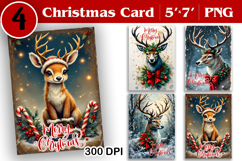 Merry Christmas Card. Printable cards. Deer christmas card Product Image 1