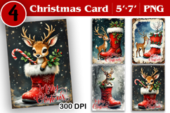 Merry Christmas Card. Printable cards. Deer christmas card Product Image 1