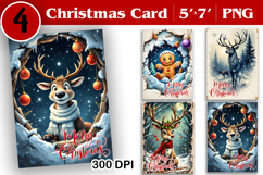 Merry Christmas Card. Printable cards. Deer christmas card Product Image 1