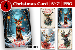 Merry Christmas Card. Printable cards. Deer christmas card Product Image 1