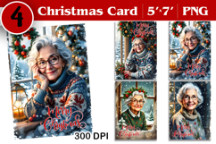 Merry Christmas Card. Printable cards. Grandmother design Product Image 1