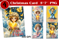 Merry Christmas Card. Printable cards. Angel christmas Product Image 1