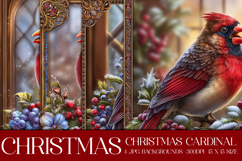Christmas Background, Christmas Cardinal Bird Background s11 Product Image 1