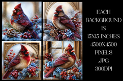 Christmas Background, Christmas Cardinal Bird Background s12 Product Image 2