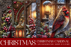 Christmas Background, Christmas Cardinal Bird Backgrounds s2 Product Image 1