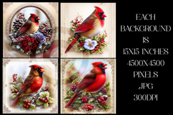 Christmas Background, Christmas Cardinal Bird Backgrounds s6 Product Image 2