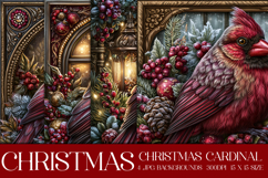 Christmas Background, Christmas Cardinal Bird Backgrounds s8 Product Image 1