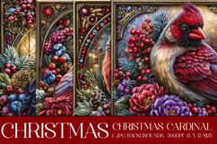 Christmas Background, Christmas Cardinal Bird Backgrounds s9 Product Image 1