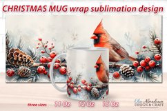 Christmas Mug Sublimation Template| Watercolor Mug Wrap PNG Product Image 1