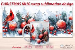 Christmas Mug Sublimation Template| Mug Wrap Watercolor PNG Product Image 1