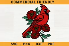 Christmas floral cardinal bird SVG,Christmas cardinal bird 7 Product Image 1
