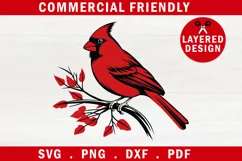 Christmas cardinal bird on tree branch SVG,Cardinal bird SVG Product Image 1