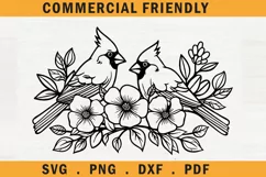 Christmas floral cardinal bird SVG,Christmas cardinal bird 6 Product Image 1