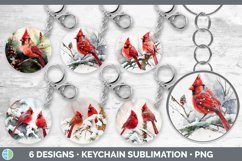 Bundle of six Christmas Cardinal keychain sublimation designs.