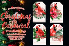 Beautiful Christmas Cardinals Printable Gift Tags &amp; Sheet Product Image 1