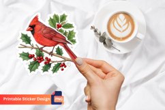 Christmas Cardinal Sticker, Christmas Bird Sticker Product Image 1