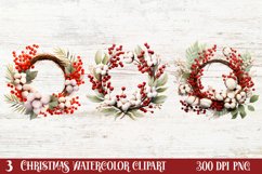 Christmas Cardinal Watercolor Clipart, Christmas Cardinal Product Image 1