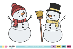 Winter Greeting Card Snowman Clipart
