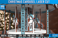 Christmas Carousel Laser Cut Design, 3D Christmas Decor SVG Product Image 3