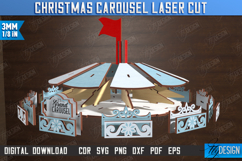 Christmas Carousel Laser Cut Design, 3D Christmas Decor SVG Product Image 6