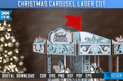 Christmas Carousel Laser Cut Design, 3D Christmas Decor SVG Product Image 4