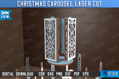Christmas Carousel Laser Cut Design, 3D Christmas Decor SVG Product Image 7
