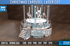 Christmas Carousel Laser Cut Design, 3D Christmas Decor SVG Product Image 8
