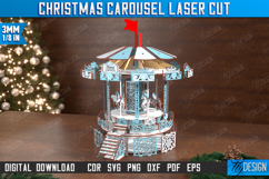 Christmas Carousel Laser Cut Design, 3D Christmas Decor SVG Product Image 9